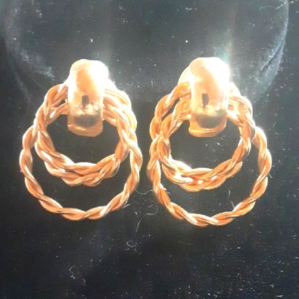 Gold Tone Twisted Hoop Earrings